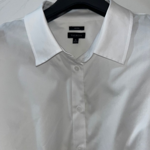 Talbots Career Cotton White Solid Shirt Sz 14 Long Sleeve Non-Iron - Picture 8 of 10